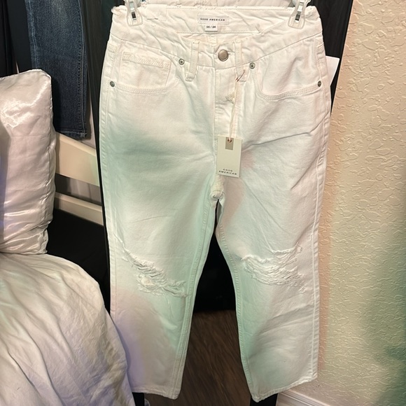 GOOD AMERICAN WHITE DEMIN JEANS - Picture 4 of 8